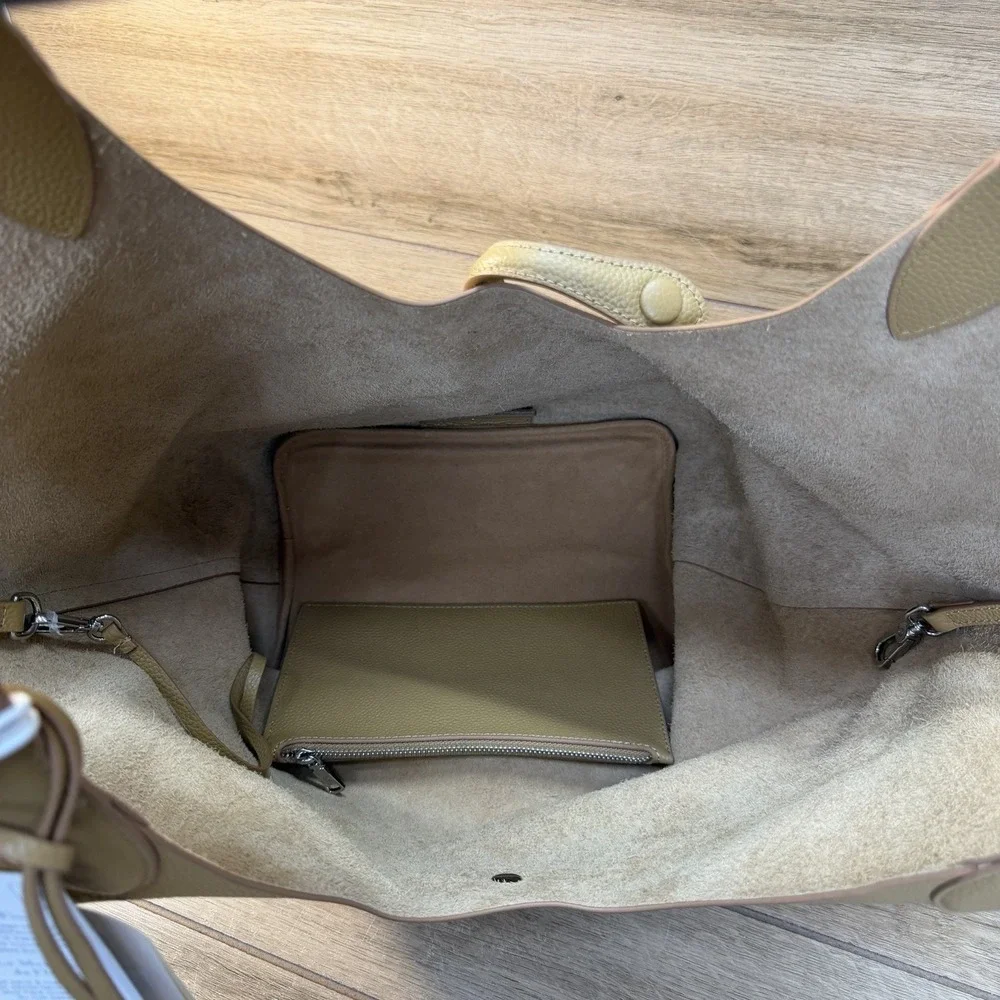 NWT Viola Castellani Tan Leather Hobo Bag Made in Italy Convertible Shopper Tote